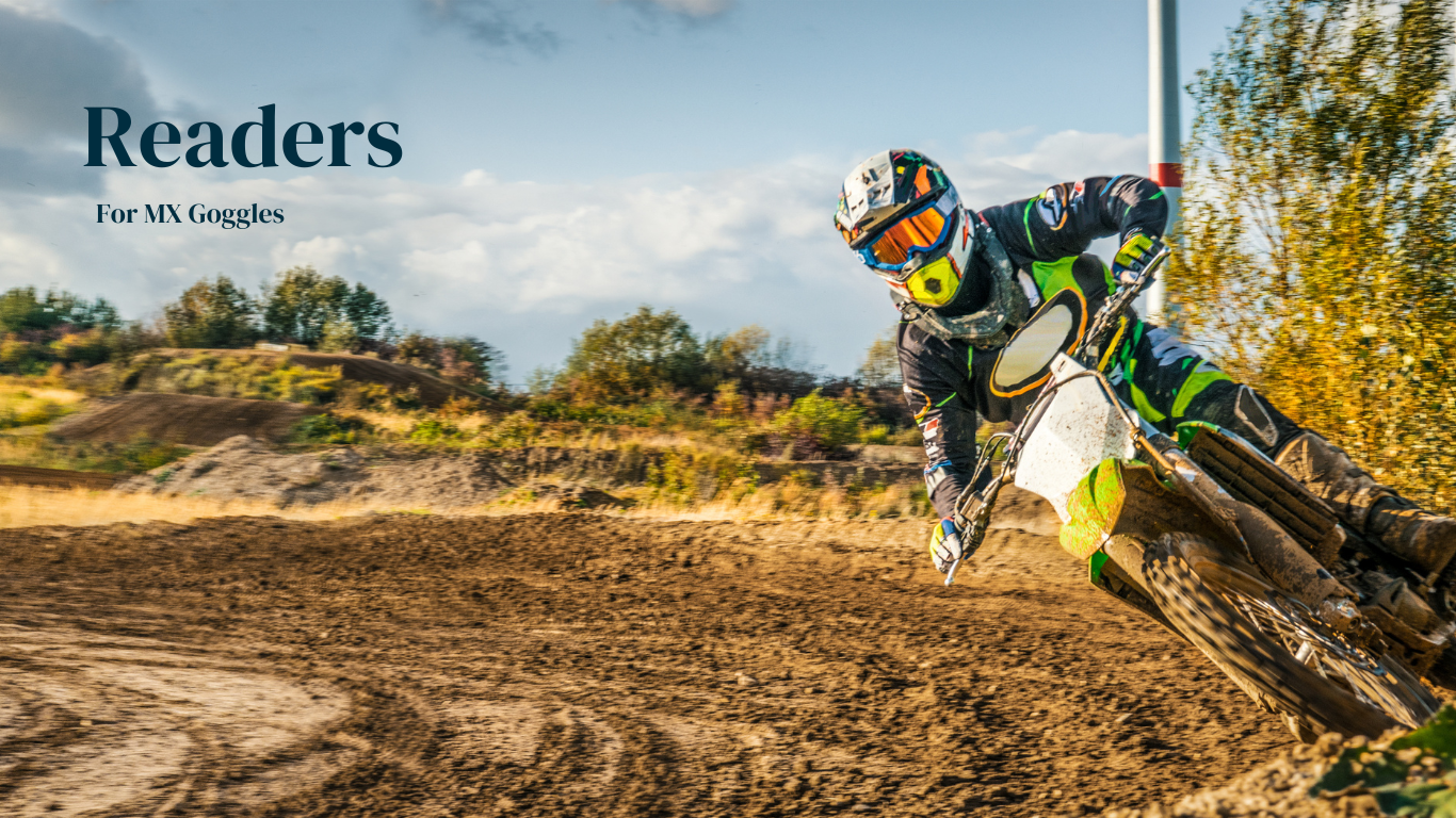 Dirt Bike rider wearing goggles. Readers for MX goggles brought to you by Goggle Gear