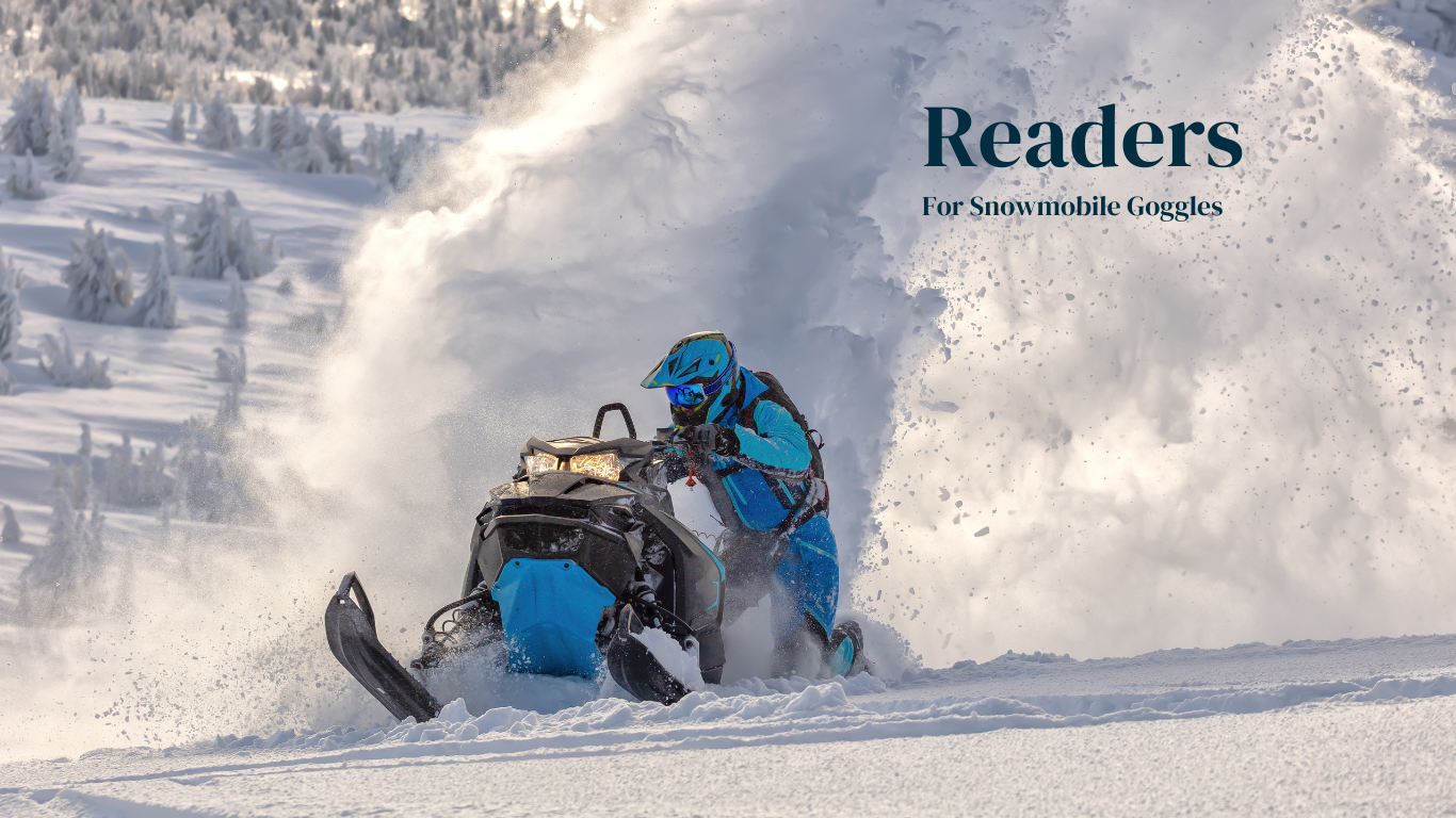 Snowmobile rider wearing goggles. Readers designed for Snowmobile goggles brought to you by Goggle Gear.